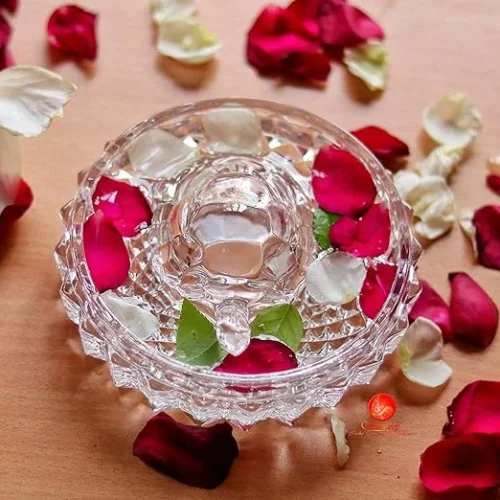 Transparent crystal tortoise showpiece placed on wooden base – ideal for home, office and vastu feng shui decor for good luck and stability