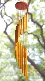 Paradigm Pictures Wind Chimes for Home – Golden Paradigm Pictures Golden Wind Chimes for Home Decoration with elegant design and soothing sound, ideal for balcony, entrance, or indoor decor.