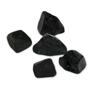 "Raw Black Obsidian Stone – natural volcanic crystal for energy protection and grounding