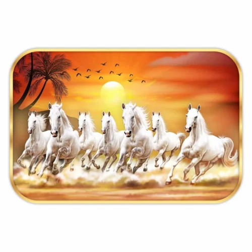 Seven Running Horses Seven galloping horses at sunrise Vastu painting for success and energy"