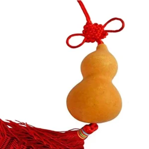 Traditional Feng Shui Wu Lou Gourd on Wooden Stand